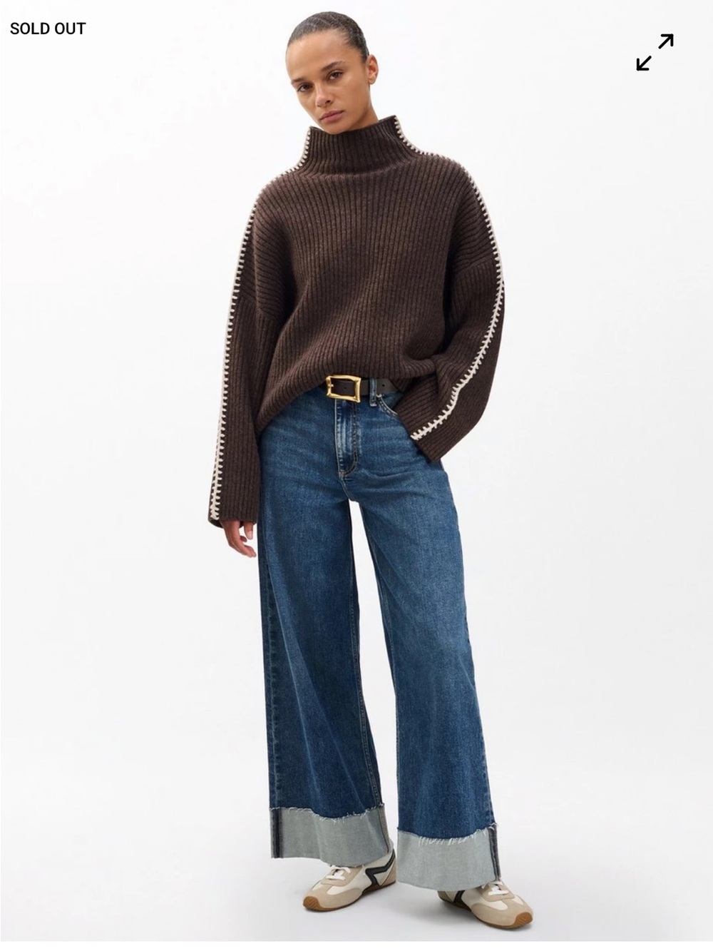 Rag & Bone Sofie high ruse wide leg cuffed denim jean